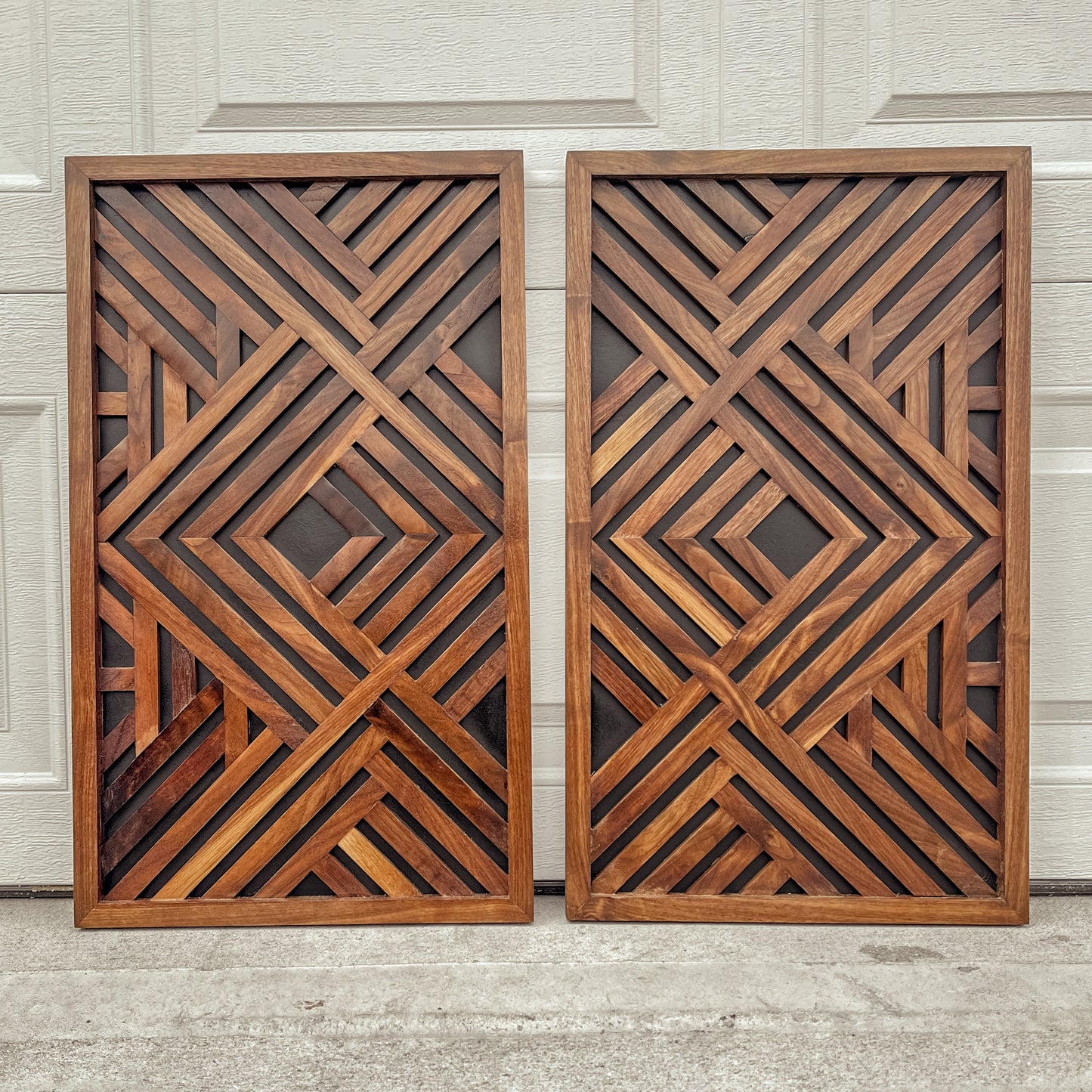 Geometric Walnut Wall Art