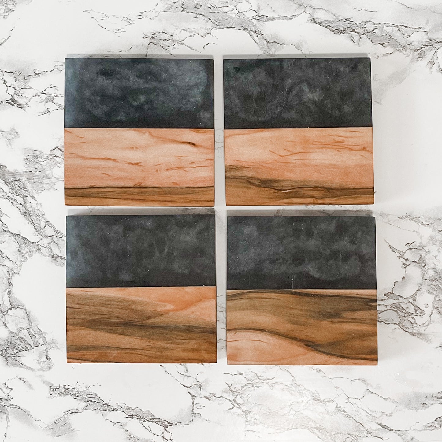 Smokey Gray & Ambrosia Maple Coasters