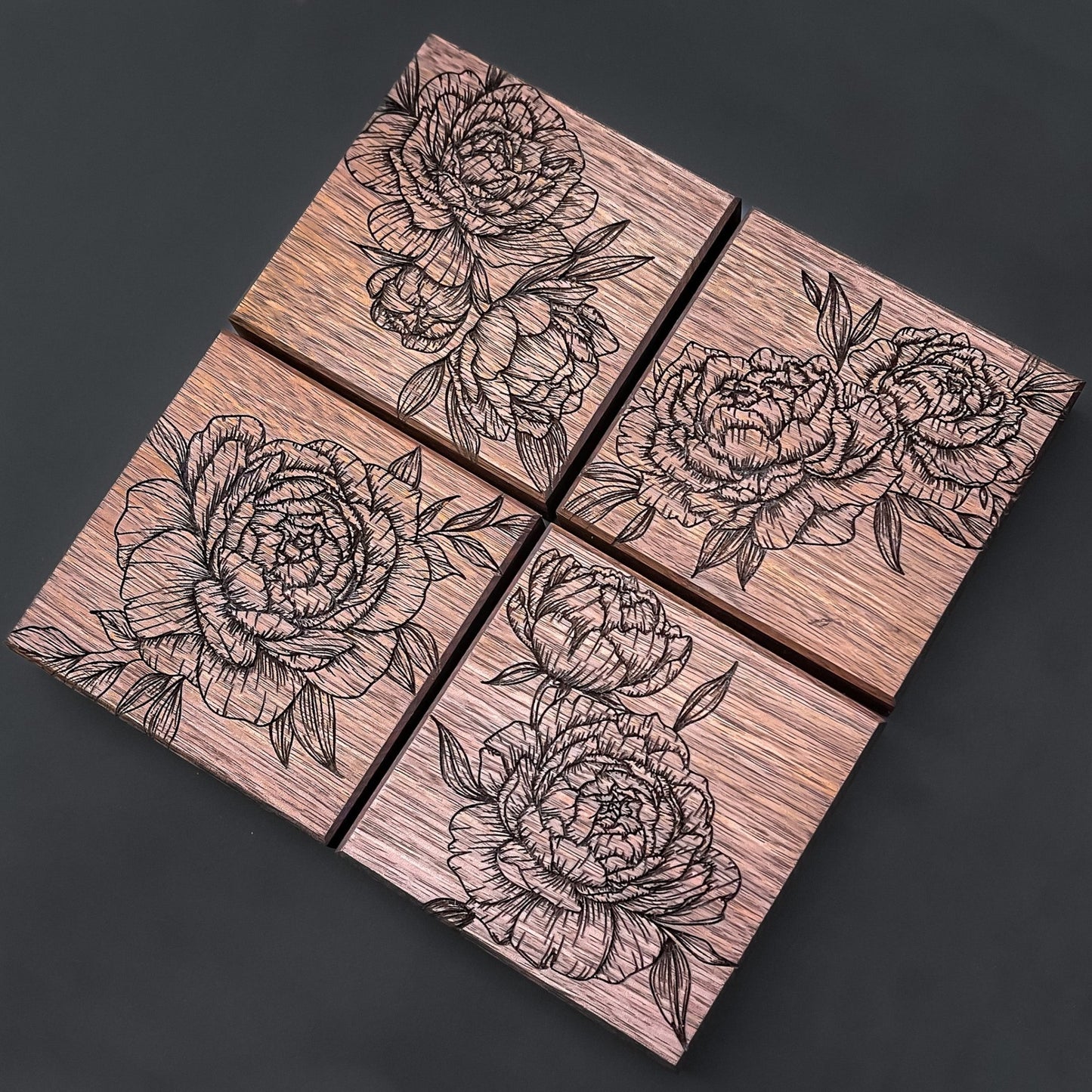Floral Walnut Coasters
